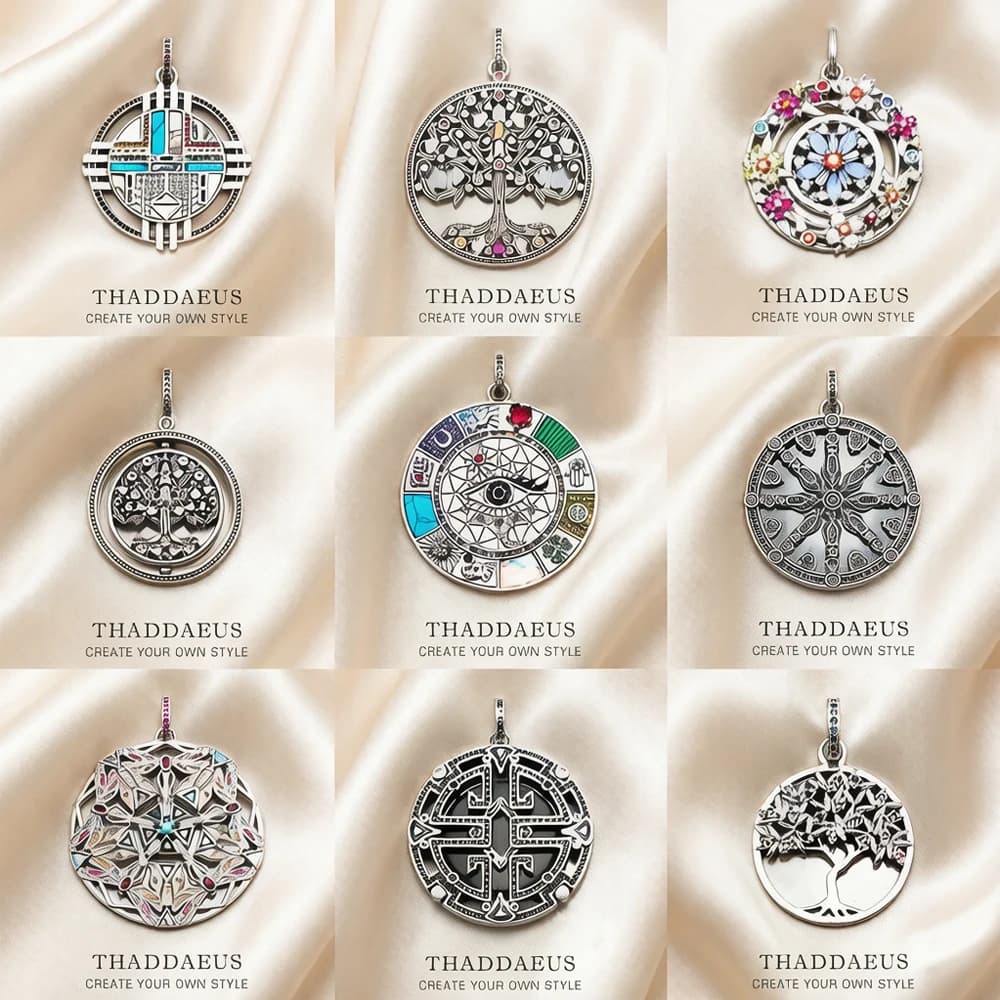 Amulette magique symbole porte-bonheur arbre fleur Karma Whell soleil oiseau papillon pendentifs bijoux argent Sterling 925 cadeau pour femmes hommes