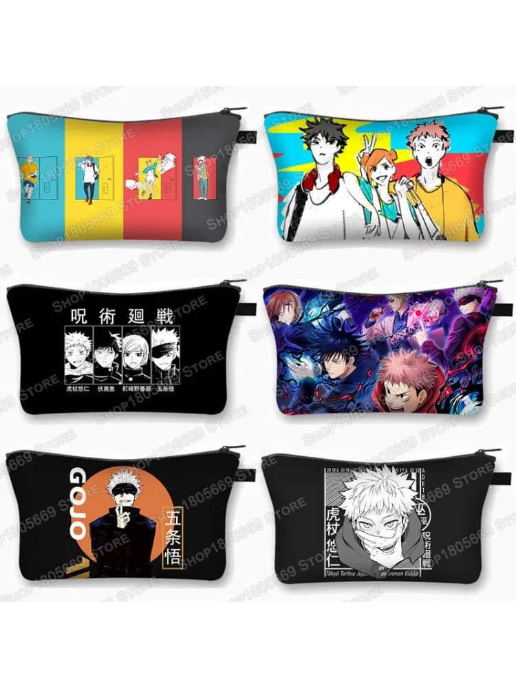 Anime japonais Jujutsu Kaisen sac cosmétique Gojo Satoru hauts Yuji Itadori filles sacs de maquillage femmes trousse à cosmétiques Mini sac à main