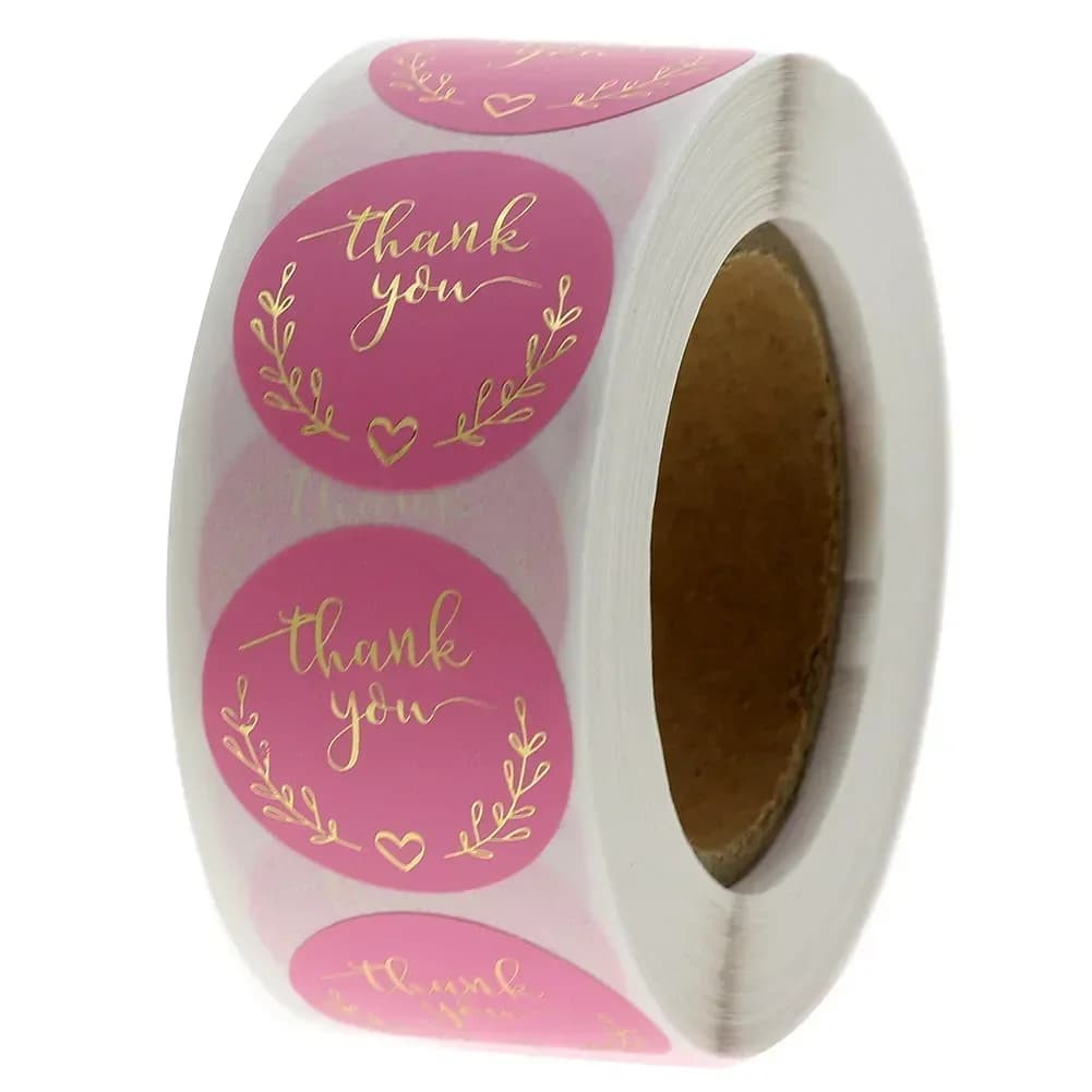 Autocollants de remerciement en papier rose, étiquettes professionnelles pour emballage de pâtisserie, décoration faite à la main, fournitures de papeterie mignonnes, 1 pouce, 50 à 500 pièces