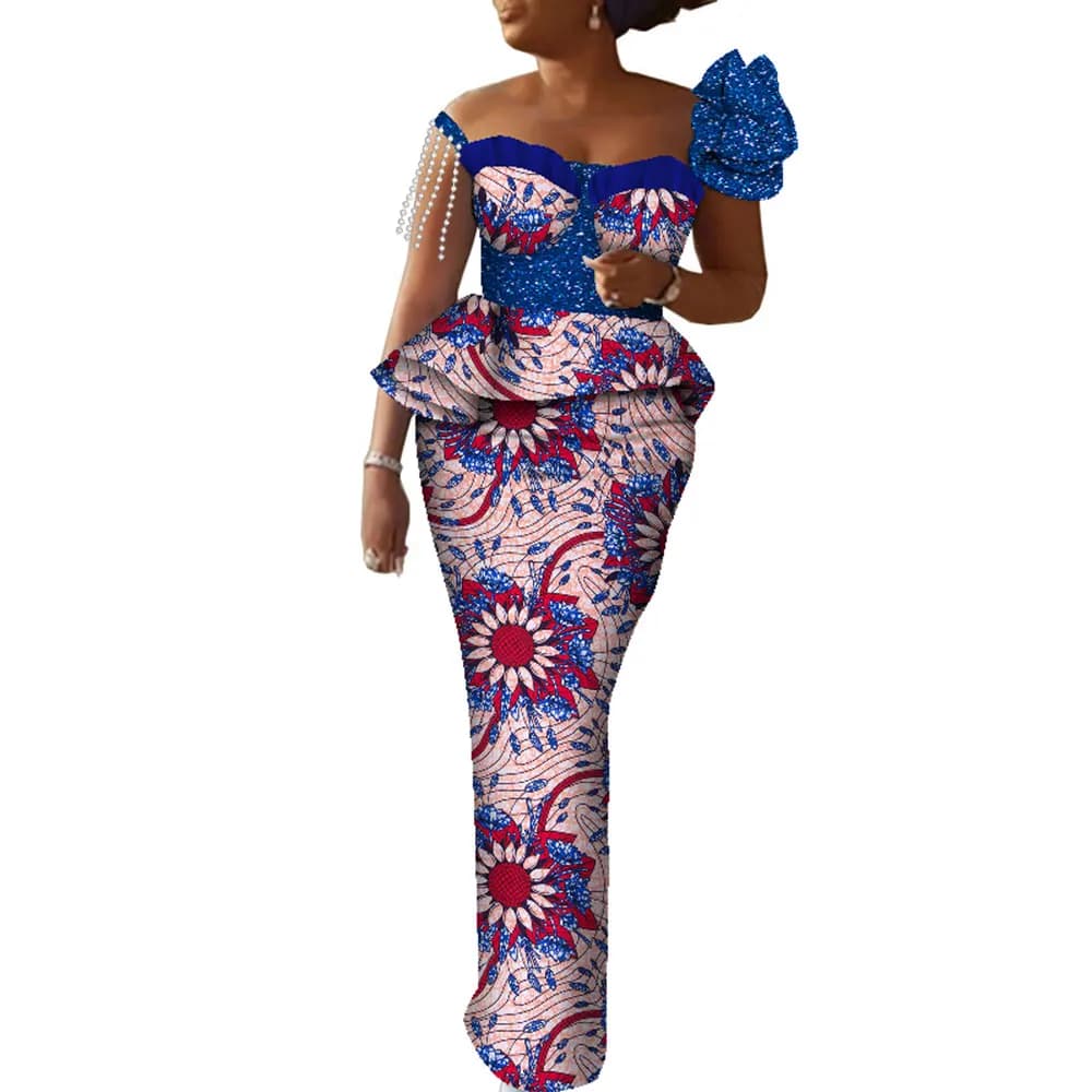 Robe Africaine Longue Maxi pour Femme, Vêtement de Soirée sur Mesure, Dashiki, Ankara, WY090
