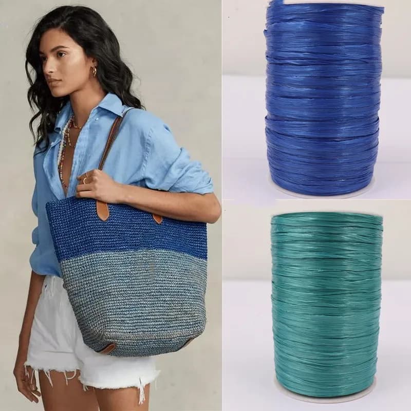91M / Fil de raphia 100% coton naturel, fil de paille Lafite pour l'été, idéal pour le crochet de chapeaux et de sacs, le tricot et la décoration intérieure.