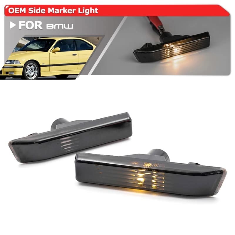 Indicateur de clignotant avant OEM, marqueur latéral, lentille fumée, BMW Série 3, E36, LCI, 318i, 318is, 318ti, 323i, 323is, 328i, 328is, E53, X5