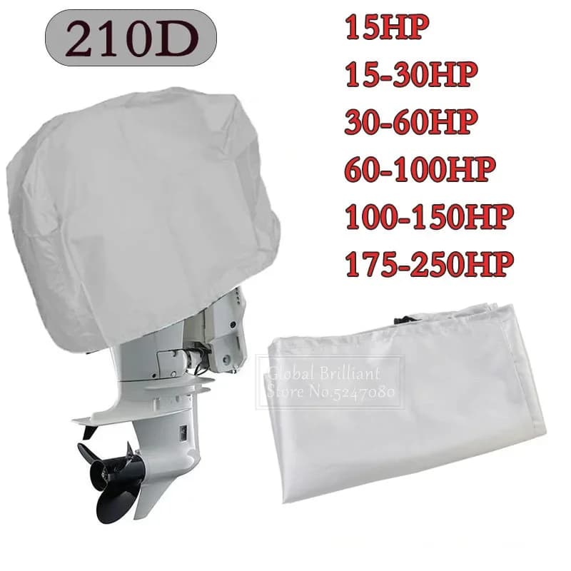 Couverture de bateau à moteur 15-250HP 210D, étanche, demi-bord de Yacht, Anti-UV, Anti-poussière, toile de protection de moteur marin