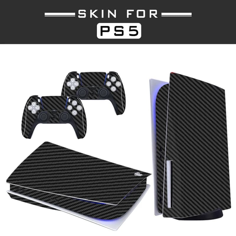 Coque de protection PS5 en fibre de carbone, édition disque standard, autocollant de peau, housse de décalcomanie pour manette de console PlayStation 5