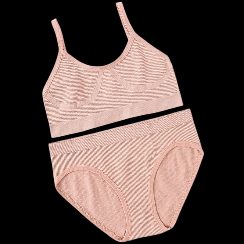 Ensemble de soutien-gorge et culotte sans couture pour femme, sous-vêtements féminins, brassières sans fil, dos bas, Lingerie Sexy, taille moyenne