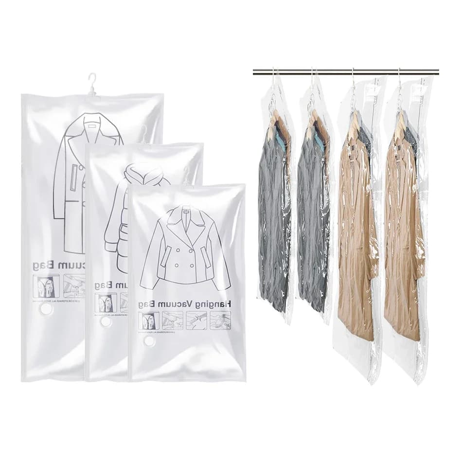 Sac de rangement sous vide scellé, grand espace de suspension épais, organisateur de rangement à domicile avec cintre, utilisé pour les vêtements de garde-robe