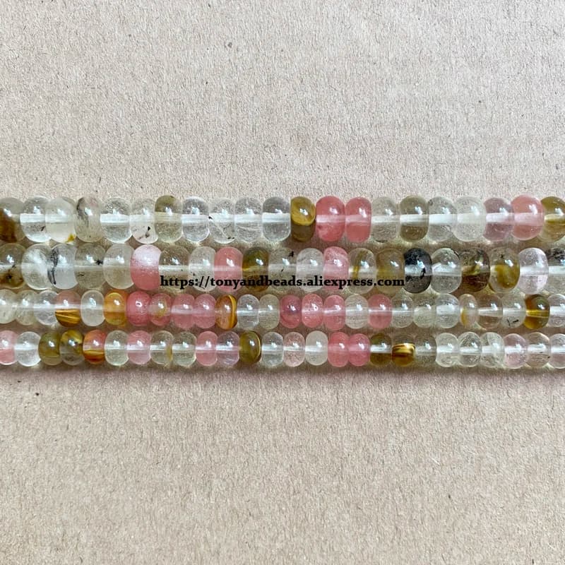 Perles Rondelles Lisses en Pierre Naturelle Mixte, aucun Quartz, 7 Pouces, 4x6, 5x8mm, Taille au Choix, pour Bijoux de Bureau, Bricolage