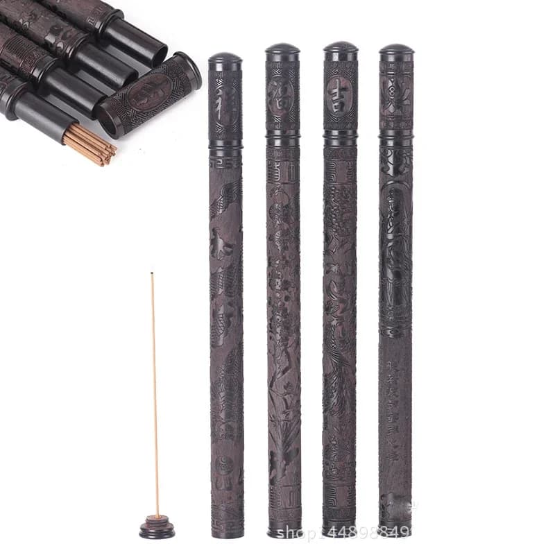 Tube d'encens en bois avec porte-encens, excavatrice d'usine, couvercle pour bâtons de 21cm, Eva sculpté, Bouddha Guanyin E27