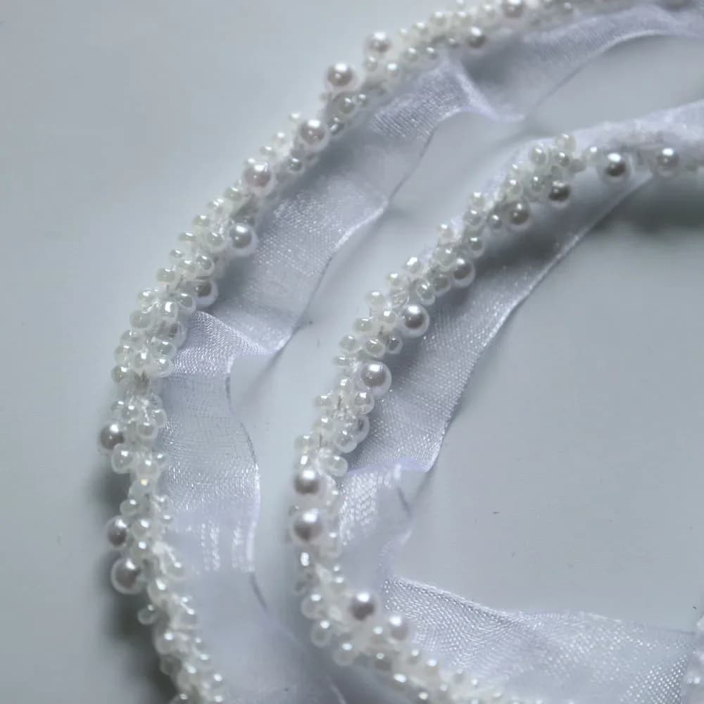 Garnitures en dentelle perlée de 1,5 cm x 9 mètres pour vêtements, rideaux, bricolage, rubans, garnitures, colliers, patchs, accessoires de couture