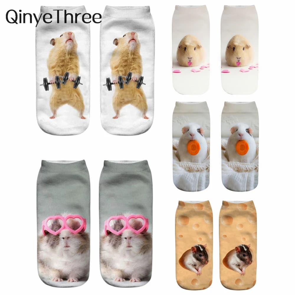 Nouvelle mode 3D imprimé souris Totoro chaussettes drôle Kawaii femmes mignon Animal Fitness Hamster Sokken livraison directe