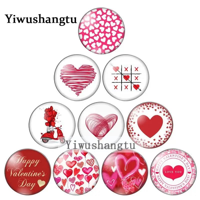 Cabochon en verre avec photo ronde, dos plat, doux cœur, amour Saint Valentin, démonstration, résultats exécutifs, nouveau, 8mm, 10mm, 12mm, 18mm, 20mm, 25mm, ZB0543