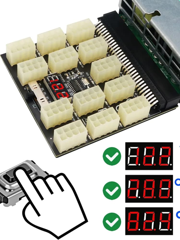 Carte d'alimentation 12V 13x ATX 8 broches, adaptateur d'alimentation, pour HP 1200W 750W PSU Server GPU BTC Bitcoin Miner