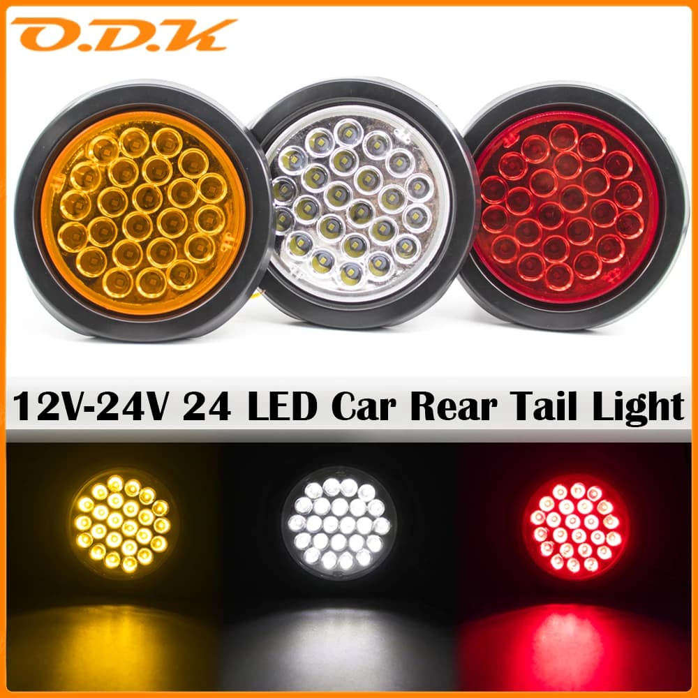 Enquêter arrière de voiture à LED, feu stop, marqueur latéral, indicateur, réflecteur rond, signal lumineux, iode, remorque de camion, 12V, 24V, 24, 1PC