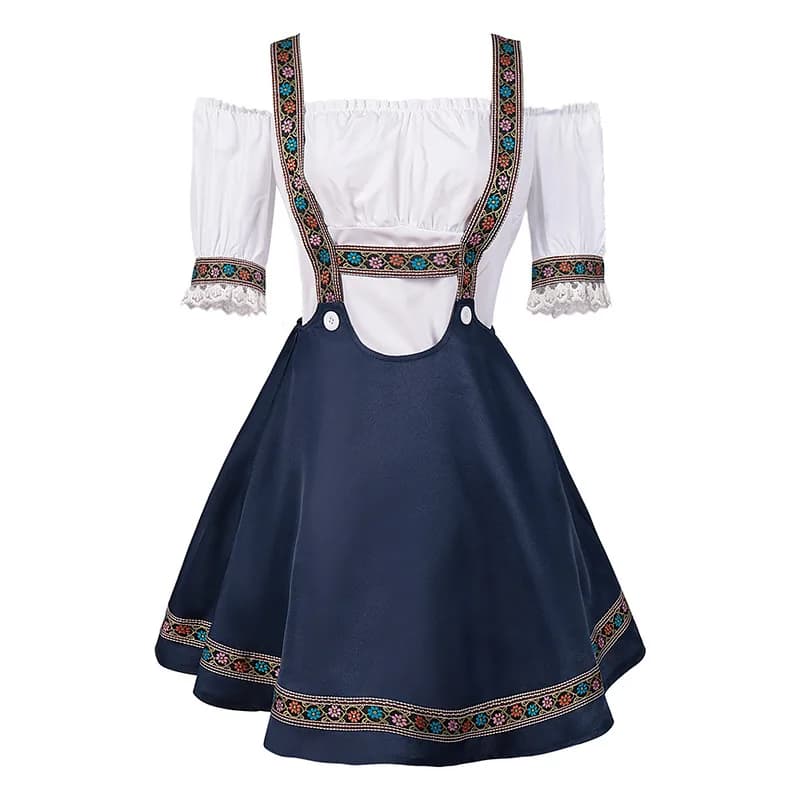 Costume de carnaval bavarois pour femme, haut et jupe à bretelles, robe de soirée de paupières d'Halloween, cosplay de serveuse, dame de chambre