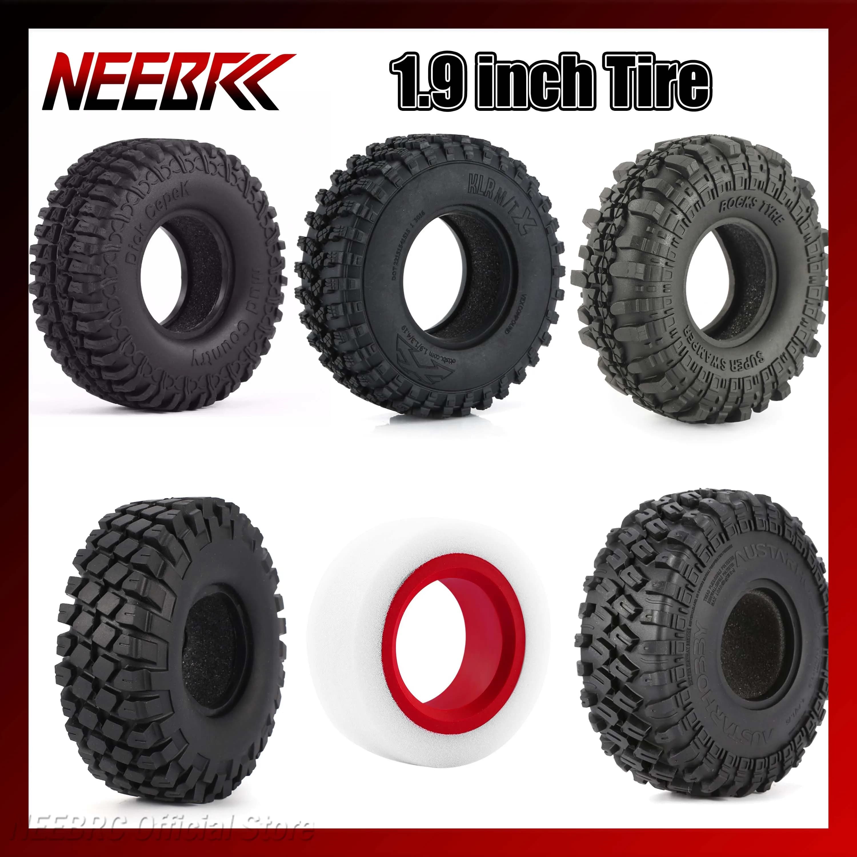 4 pneus en caoutchouc de 1,9 pouces (100 mm, 105 mm, 110 mm, 115 mm, 122 mm) pour véhicule RC Rock Crawler 1:10 SCX10 90046 D90 TF2 Traxxas TRX-4