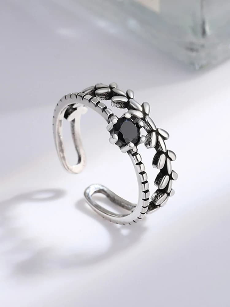 ZDADAN – bagues en argent Sterling 925 pour femmes, double couche, en obsidienne, bijoux à la mode