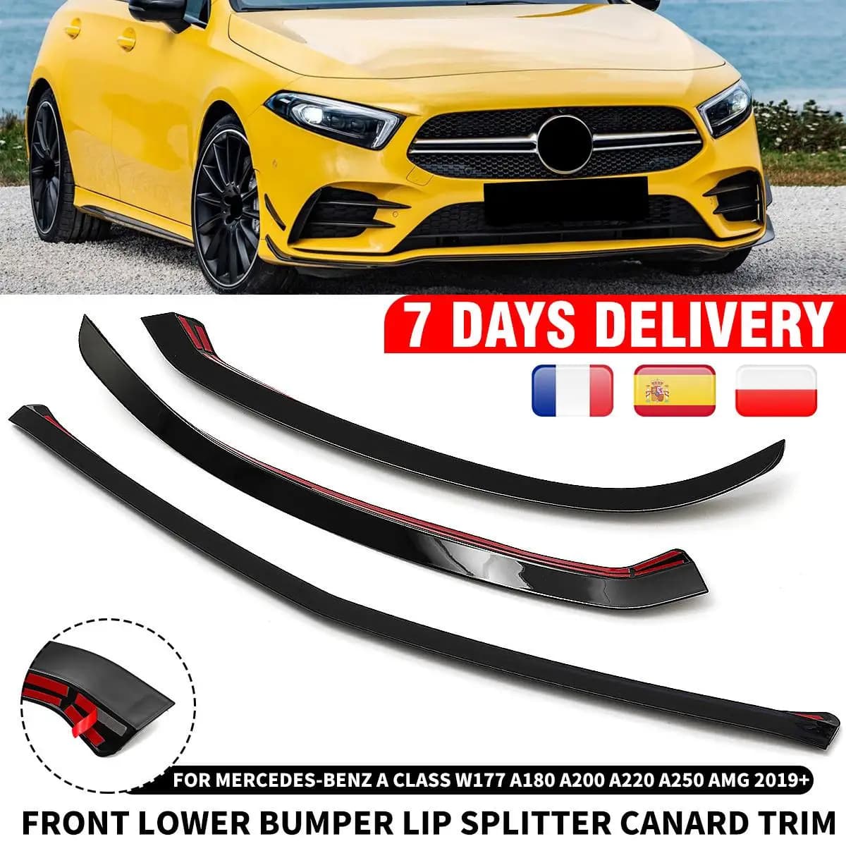 Séparateur de lèvre de pare-chocs inférieur avant, garniture Canard, moulures de style pour mercedes-benz classe A W177 A180 A200 A220 A250 pour AMG 2019 +