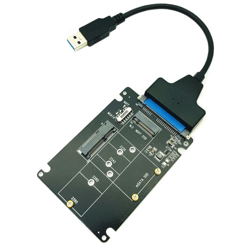 Adaptateur mSATA vers SATA clé B m.2 SATA SSD vers SATA carte adaptateur mSATA m.2 NGFF vers USB convertisseur pour mSATA + M.2 2 en 1 SSD HDD Riser