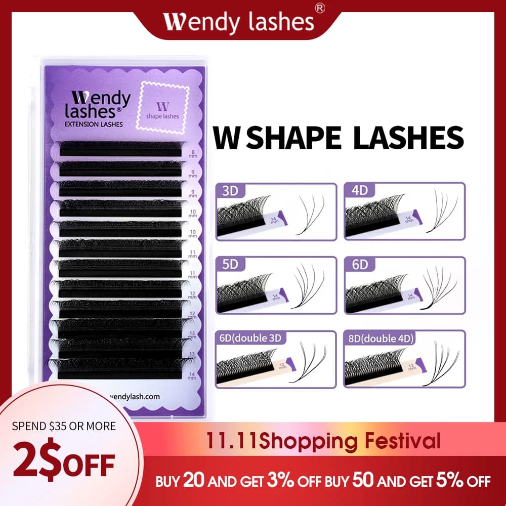 Wendy Cils W forme Bloom 3D/4D/5D/6D/8D Volume préfabriqué YY forme Faux Cils fournitures de maquillage haute qualité Cils naturels YY