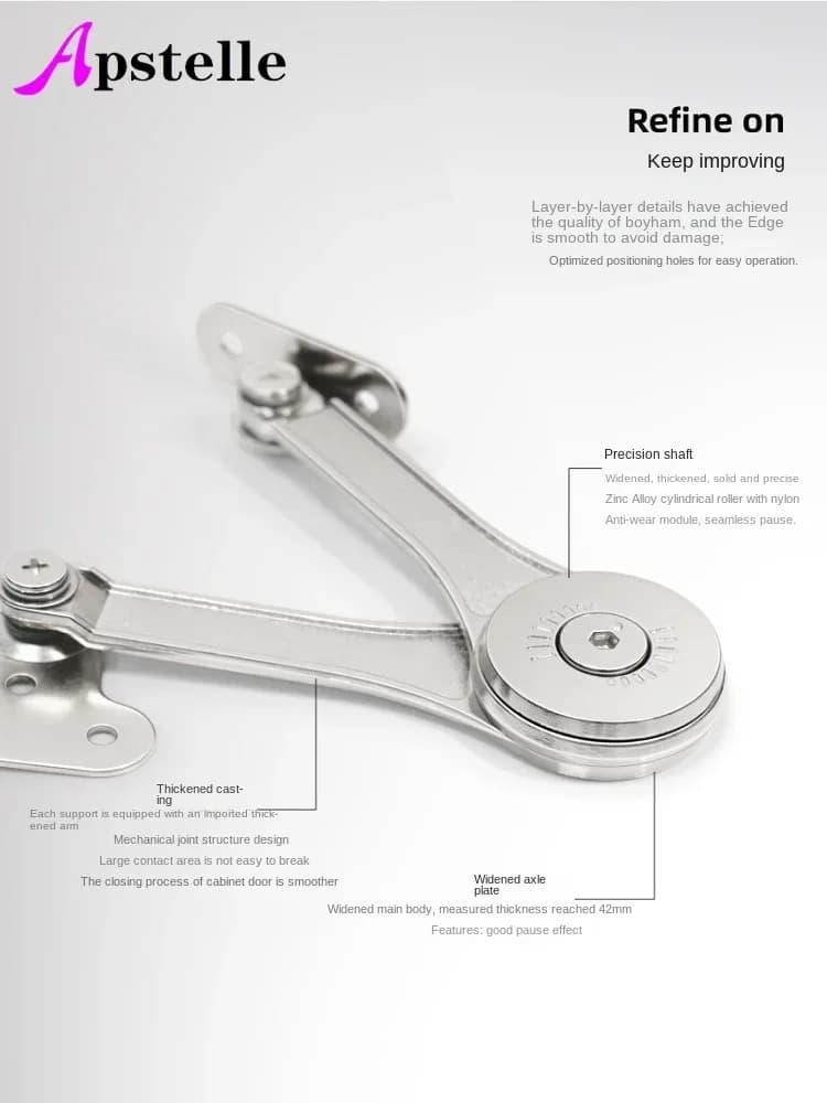 Apstelle-Support de levage de porte réglable en acier au zinc, charnière de support de séjour de meubles, porte d'armoire, charnières de planche à Chi de cuisine, 1 pièce