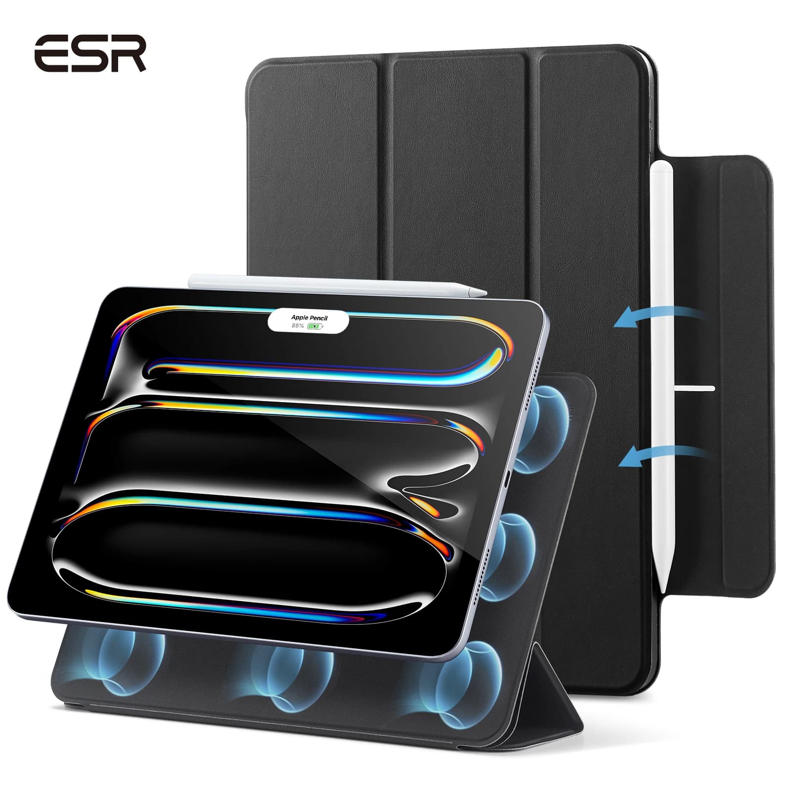 ESR pour iPad Pro 11/13 étui à fixation magnétique forte prend en charge le crayon Pro et le crayon pour Air 11/13(2024 2025) et Pro 11/12.9