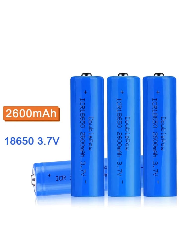 Batterie lithium-ion rechargeable 18650 3,7 V 2600 mAh pour lampes de poche, lampes frontales, lampes LED, mini ventilateurs, enceintes Bluetooth