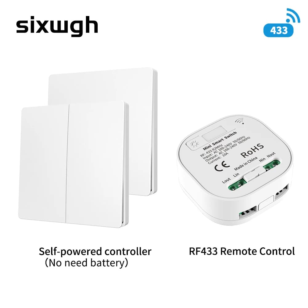 SIXWGH interrupteur de télécommande sans fil sans batterie RF433Mhz interrupteur de lumière étanche auto-alimenté 16A AC 85 V-240 V 60 HZ/50 HZ