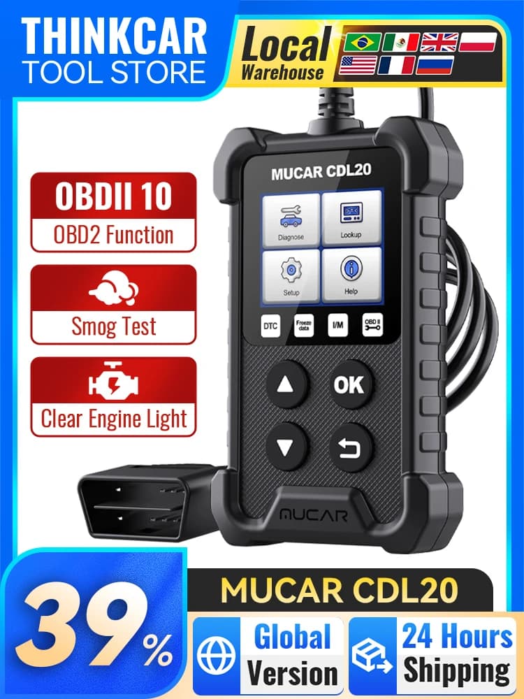 MUCAR CDL20 OBD2 Scanner professionnel, outil de Diagnostic du système de moteur automobile, lecteur de Code de recherche DTC automobile gratuit à vie