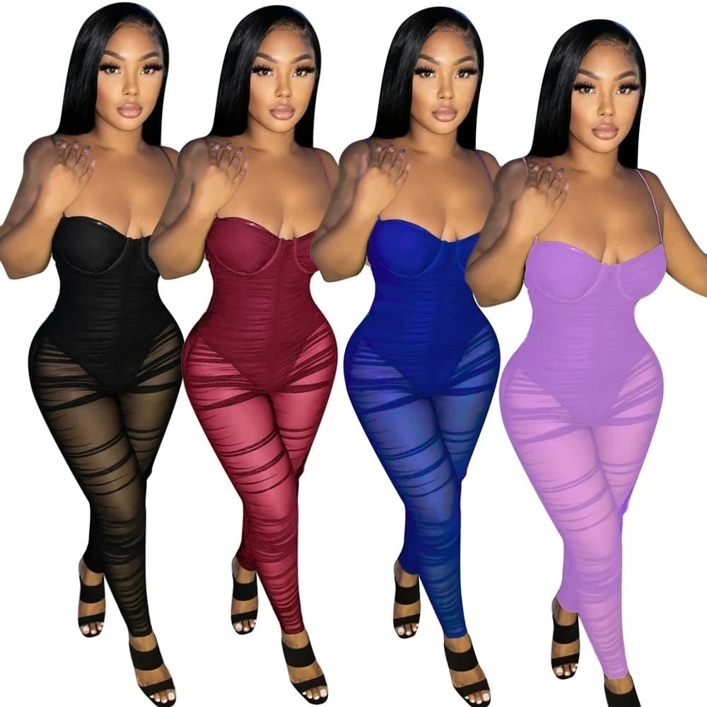 Combinaison Femme Tenues de Club pour Femmes Tenues d'Anniversaire Combinaisons Une Pièce Salopettes Féminines Combinaison Salopette Vente en Gros