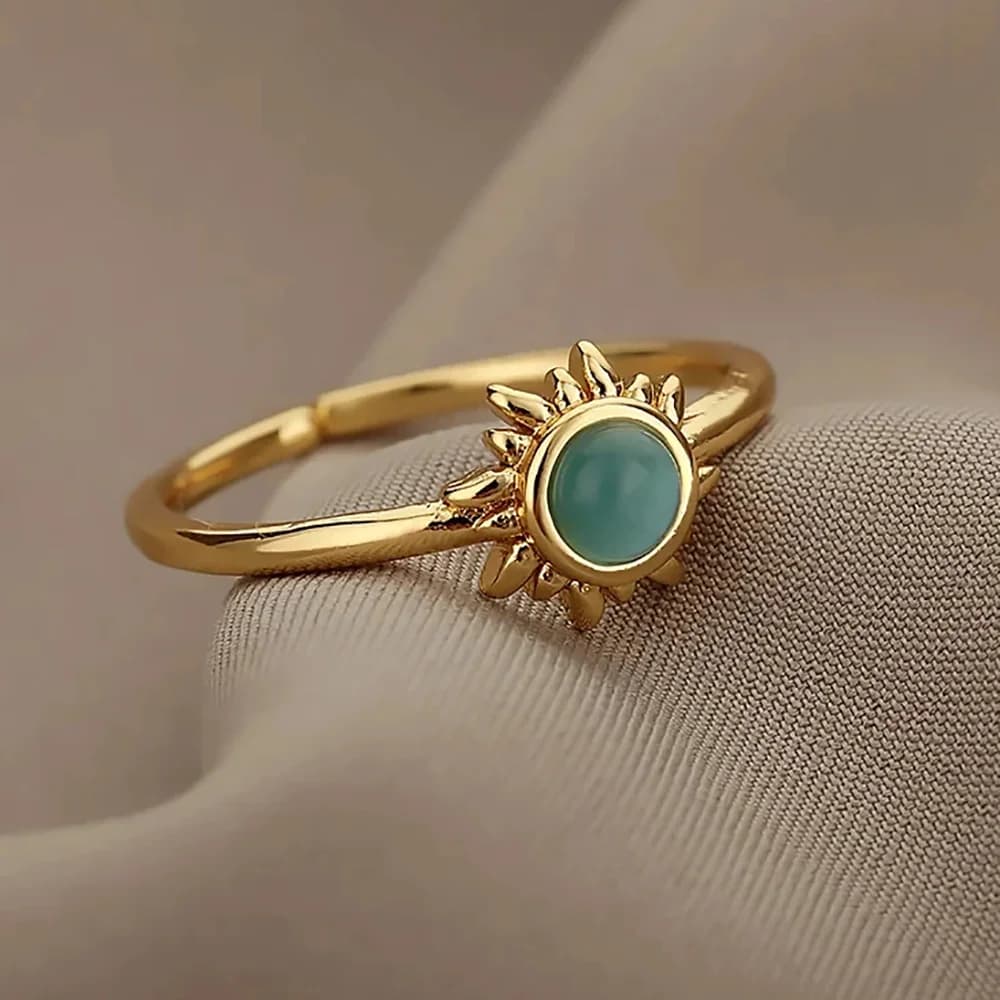 Bagues en opale pour femmes, anneau géométrique réglable en acier inoxydable pour Couple, bijoux esthétiques faits à la main, cadeau Anillos