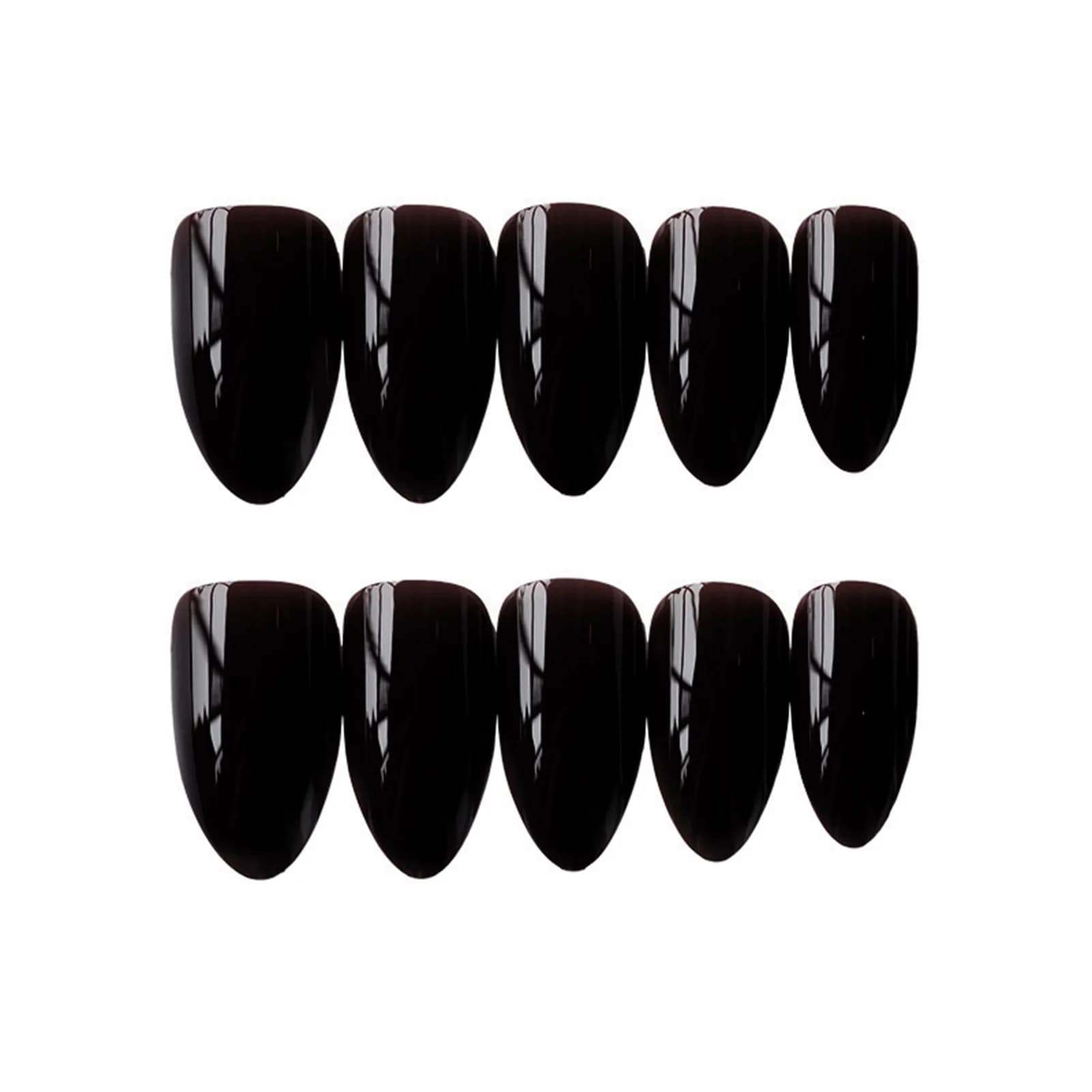 24 pièces faux ongles noirs purs amande mode charme manucure faux ongles réutilisables pour filles épicées portable presse sur Patch d'ongle