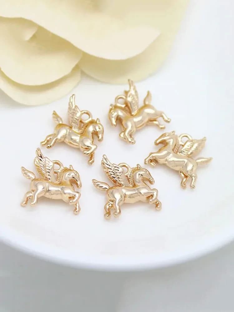 (1896)6 pièces 16x15MM 24K Champagne couleur or plaqué laiton Pegasus cheval breloques pendentifs haute qualité bijoux à bricoler soi-même accessoires