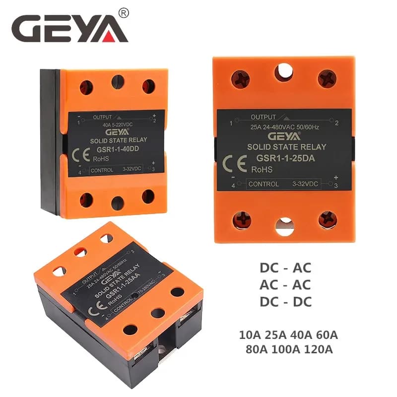 GEYA GSR1-1 Semi-conducteurs DC-AC DC-DC AC-AC Monophasé SSR 10A 25A 40A 60A 80A 100A 120A Sans Couvercle