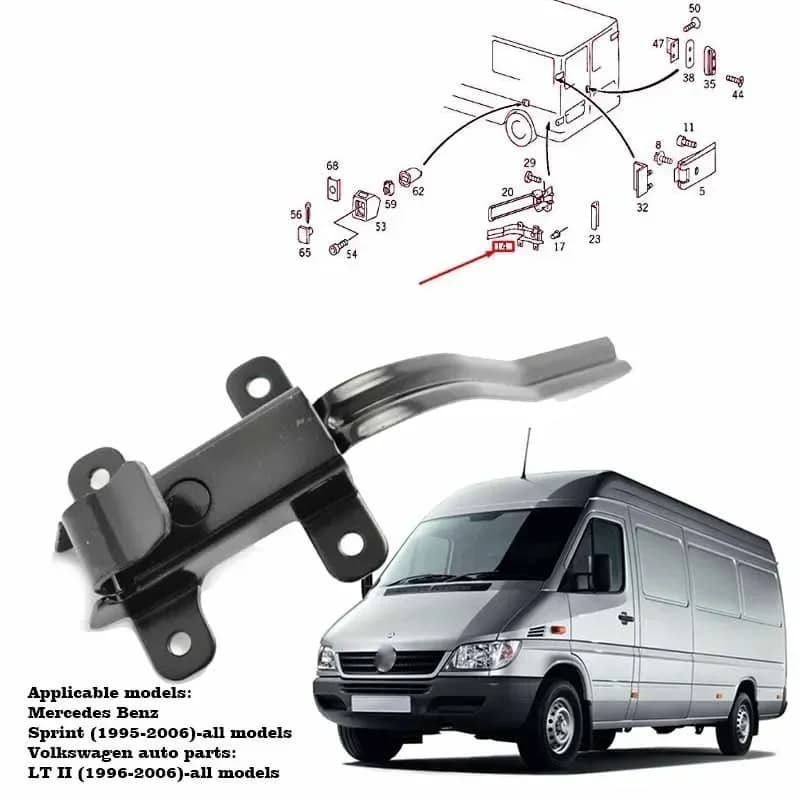 1x Crochet de sangle de contrôle de porte arrière pour Mercedes Sprinter VW LT II (1995-2006) 2D1827455