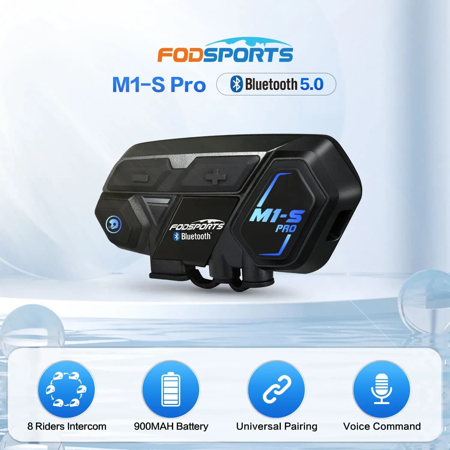 Fodsports M1-S Pro Moto Interphone Casque Bluetooth Casque Moto BT Interphone 8 Riders 2000M
