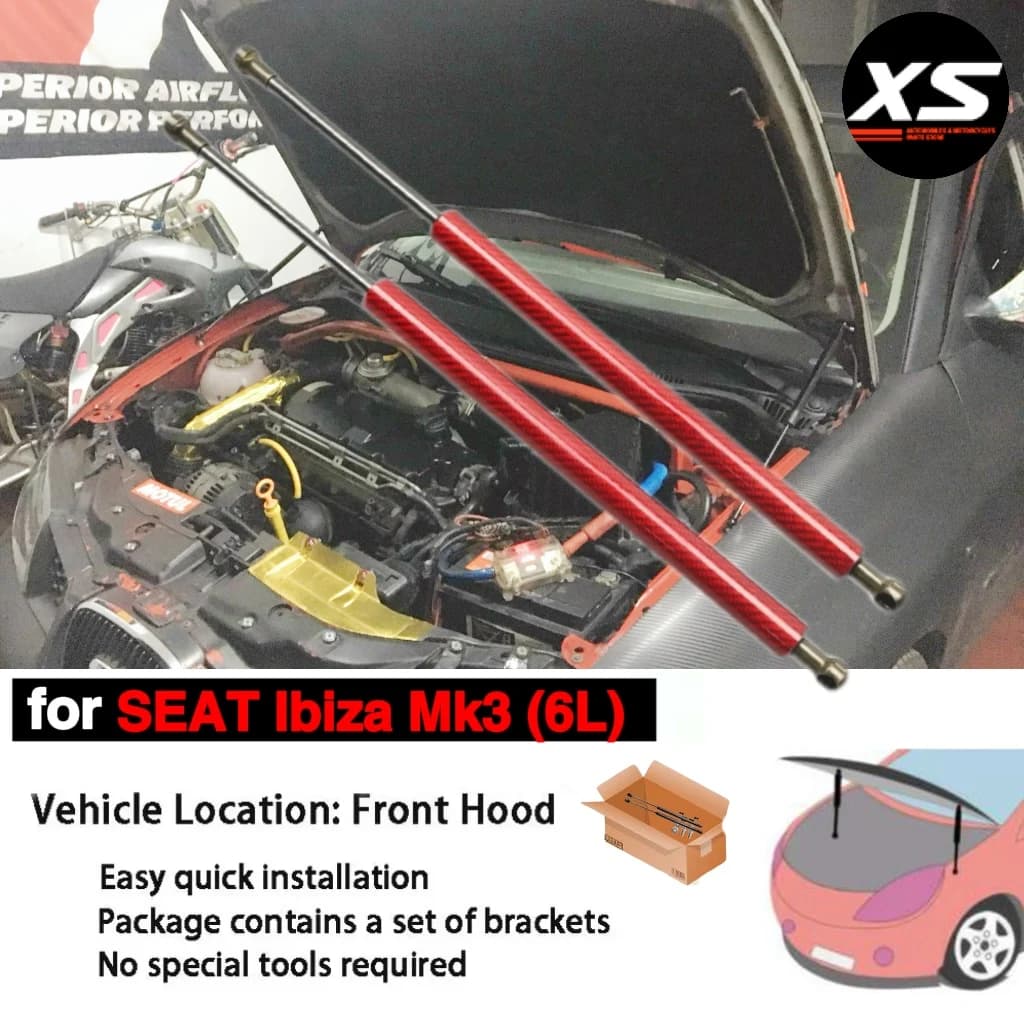 Supports de levage de capot pour SEAT Ibiza 6L 2002 – 2008, modification des amortisseurs avant, entretoises à gaz, cylindre, tringles de Piston, piliers Verins