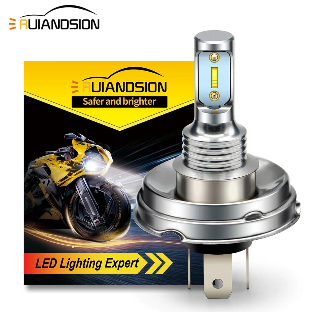 RUIANDSION 1 pièces P26S P45T H4 Moto remplacement LED lumières 1000LM Fit Scooter cyclomoteur phare Moto antibrouillard phares 10V-30V 12V 24V