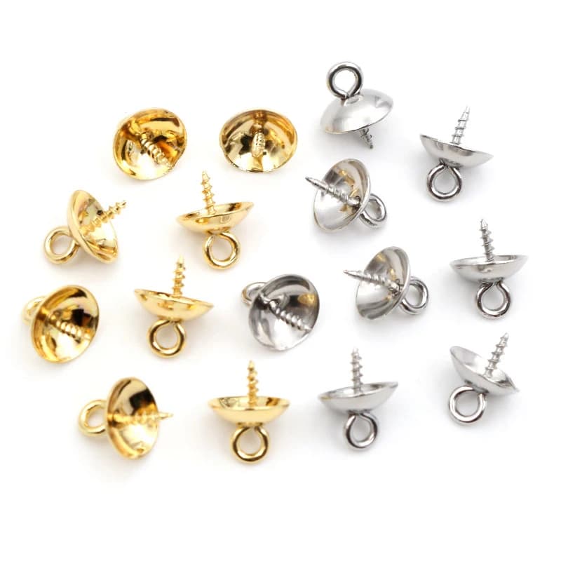 30 pièces En Acier Inoxydable Métal Gold Tone Vis Yeux Bails Top Forés Perles Embouts Pendentif BRICOLAGE Charmes Connecteurs Bijoux conclusions