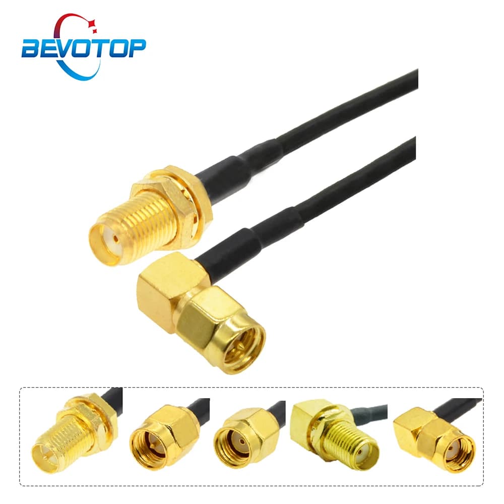 Câble d'extension SMA vers coudé SMA / RP-SMA mâle à Angle droit, RG174, queue de cochon RF, cavalier Coaxial, câble adaptateur d'antenne de routeur WIFI