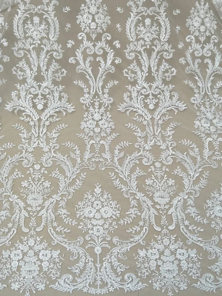 Tissu en dentelle pour robe de mariée, tissu ivoire, mode, Dubaï, largeur 130 cm