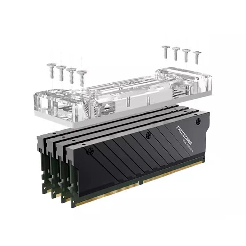 Refroidisseur d'eau pour mémoire d'ordinateur FREEZEMOD, compatible DDR4 DDR5, 4 barrettes de mémoire, blindage RAM en option, MEO-PM0A