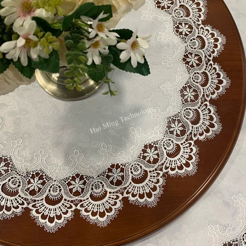 Nappe de Table ronde blanche rétro, couverture de Table européenne en dentelle anti-poussière, nappe de Restaurant Juppe, décoration de la maison