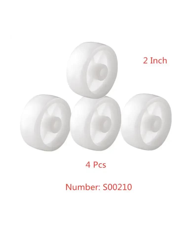 Roulette simple de 2 pouces, diamètre 50mm, plastique Nylon blanc clair Pp lisse, 4 pièces/lot