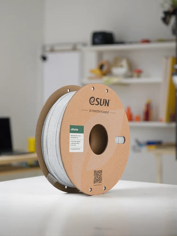 Filament PLA Marbre ESUN 1,75 mm pour imprimante 3D, PLA Marbre +/- 0,05 mm, bobine de 1 kg (2,2 lb) pour imprimantes 3D