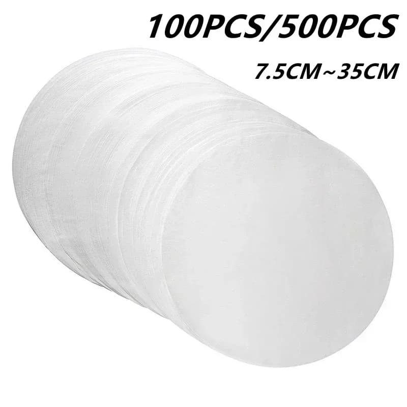 500/100 Pcs Papier sulfurisé rond pour cuisson, barbecue, four, galettes, hamburgers, gâteaux, antiadhésif, en silicone