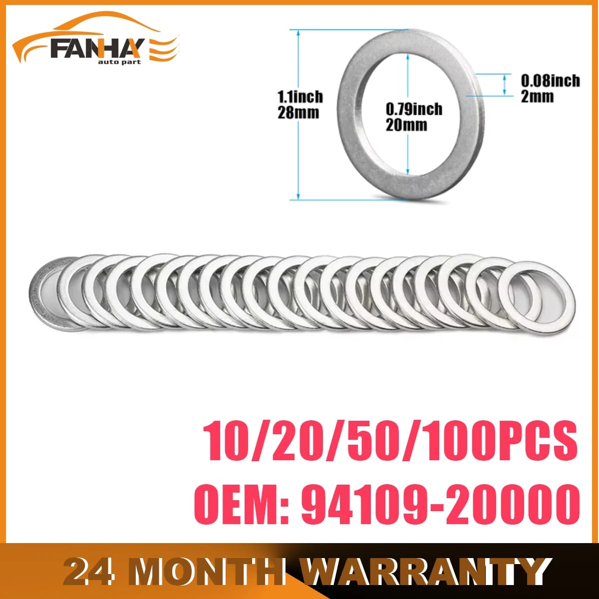 10/20/50/100 pièces 20MM nouveau bouchon de vidange d'huile joint de rondelle d'écrasement pour Honda pour Acura remplacement 94109-20000 9410920000