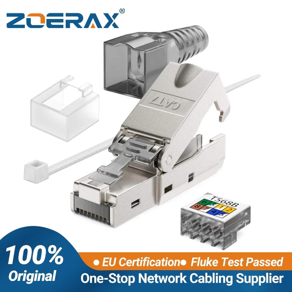 Connecteur Rj45 ZoeRax CAT8 /CAT7 /CAT6A, extrémités RJ45 blindées sans outil, fiche de terminaison de champ Cat8-40Gbps