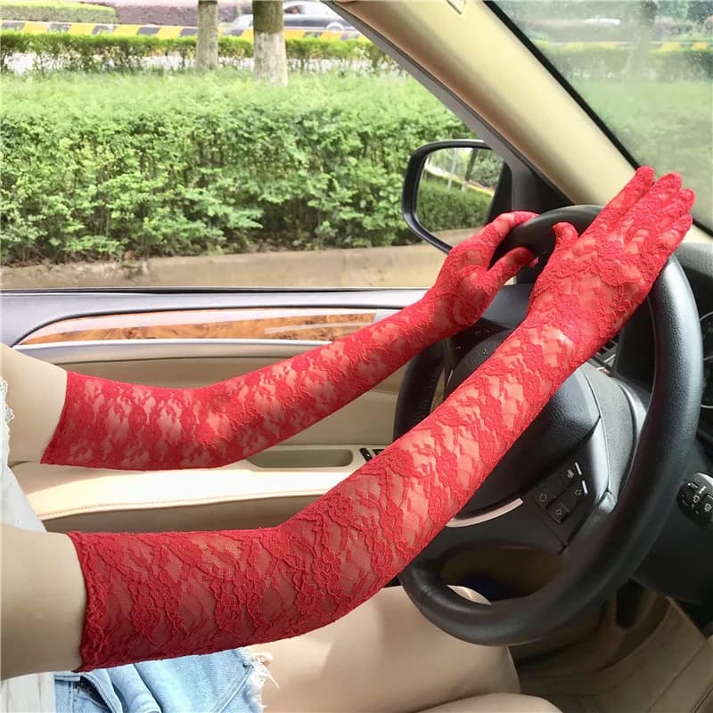 Gants de cyclisme en dentelle creuse pour femmes, Sexy, respirant, fin, Transparent, étiquette exquise, Lolita Cosplay, doux, été