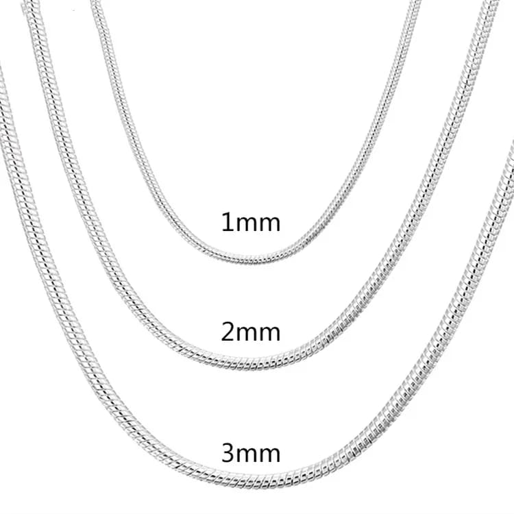 Collier chaîne serpent solide en argent Sterling 925, 40-75cm, 1MM/2MM/3MM, pour hommes et femmes, bijoux à la mode pour pendentif, livraison gratuite