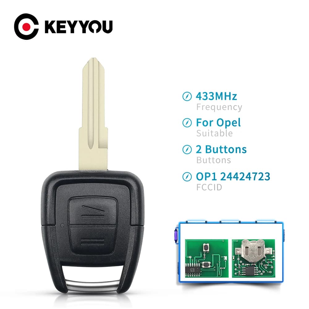 KEYYOU – clé télécommande OP1 24424723 MHz à 2 boutons pour voiture, pour Opel Vauxhall Astra Vectra Zafira Omega 3 Frontera, 433